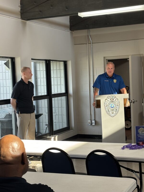 Dr. George Ackerman presenting at the Lantana Police Department