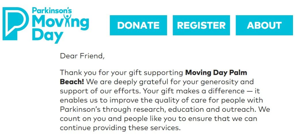 Parkinson's Foundation Moving Day Palm Beach 2026